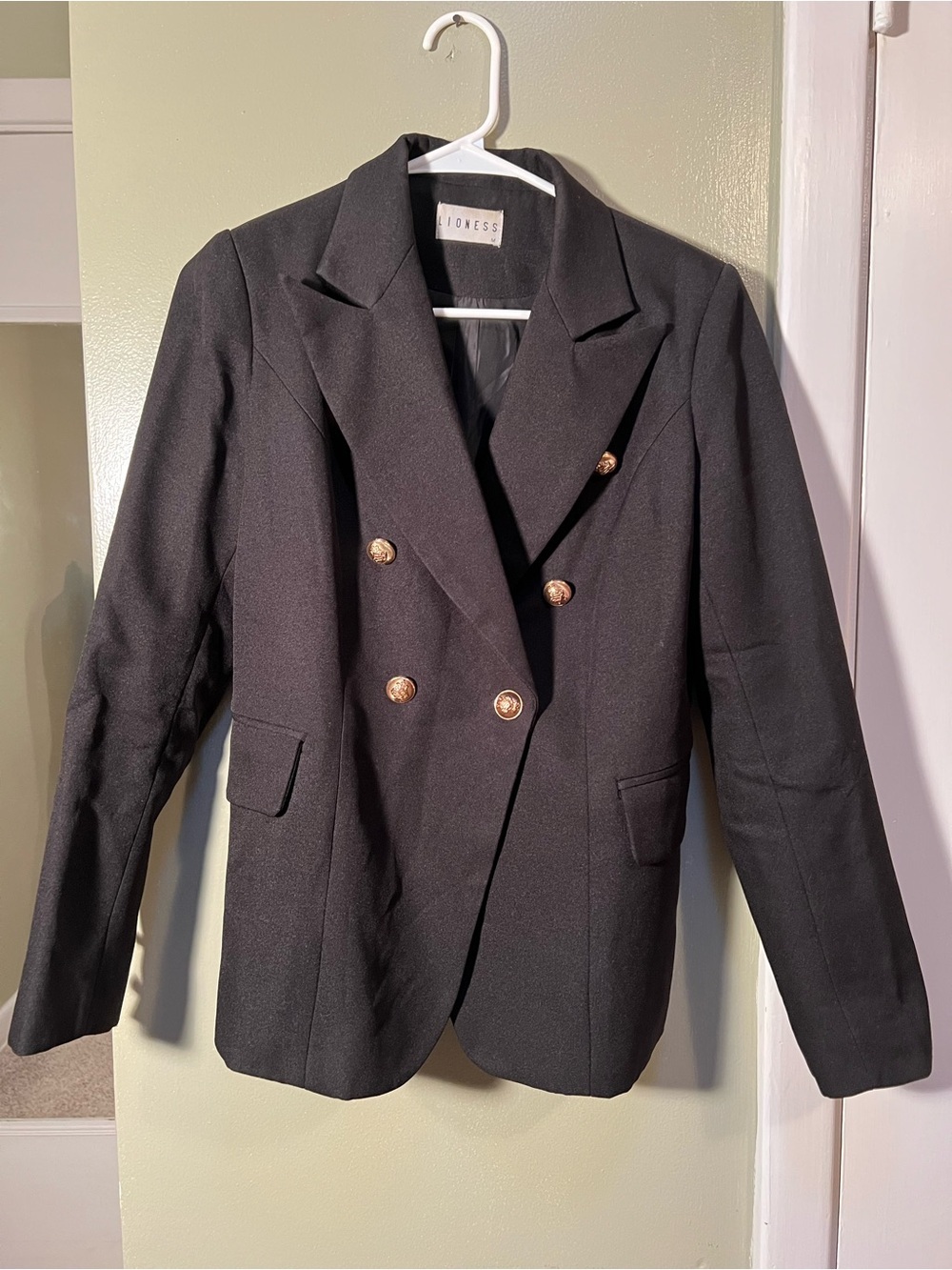 Lioness Women's Sz Medium Double Breasted Blazer with Gold Button Hardware Black - Picture 5 of 14